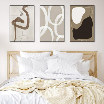 Skiennix Framed Canvas Wall Art Set - Abstract Paint Strokes in Black, White & Grey | 24" x 32" - Modern Minimalist Decor for Living Room, Bedroom & Office