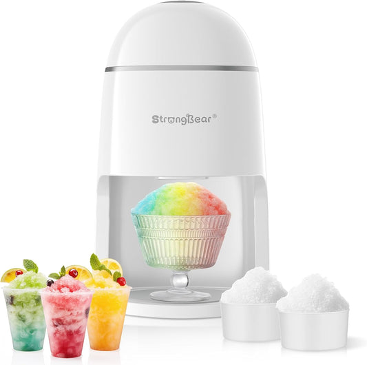 StrongBear Snow Cone Machine - Electric Ice Shaver for Kids' Parties | Perfect Kitchen Gift - White