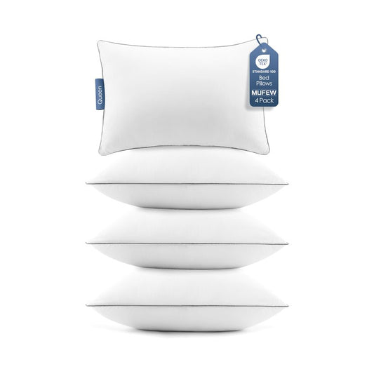 MUFEW Queen Pillows Set of 4, Ultra Thick Down Alternative Bed Pillows,Cooling Hotel Quality Queen Pillows for Back, Stomach or Side Sleepers,Machine Washable (White,4 Pack)