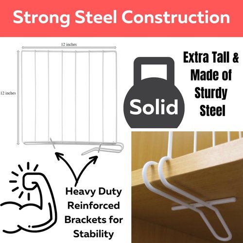 Evelots Shelf Dividers - 8 Pack Closet Organizers for Clothes & Pantry | 12 Inch Tall, Solid Steel Construction