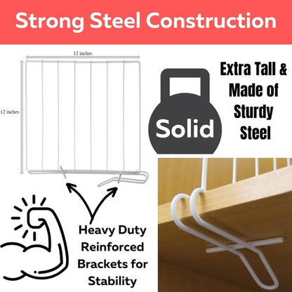 Evelots Shelf Dividers - 8 Pack Closet Organizers for Clothes & Pantry | 12 Inch Tall, Solid Steel Construction