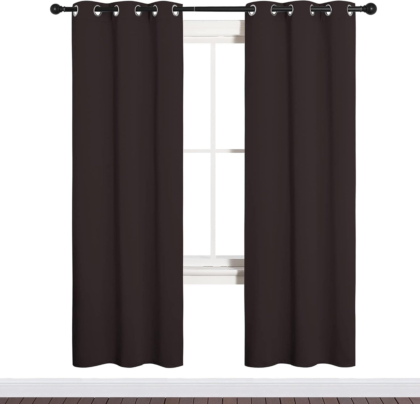 NICETOWN Blackout Curtain Panels - Energy-Saving Thermal Insulated Drapes | Grommet Design, 34" x 72", Toffee Brown