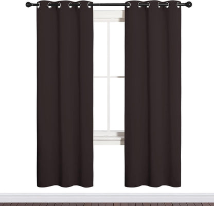 NICETOWN Blackout Curtain Panels - Energy-Saving Thermal Insulated Drapes | Grommet Design, 34" x 72", Toffee Brown
