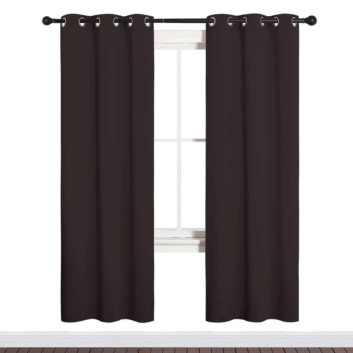 NICETOWN Blackout Curtain Panels for Bedroom Window, Triple Weave Microfiber Energy Saving Thermal Insulated Solid Grommet Blackout Draperies and Drapes(One Pair, 34 inches by 72 inches, Toffee Brown)
