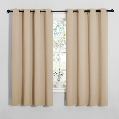 NICETOWN Room Darkening Curtain Panels - Thermal Insulated Grommet Drapes for Windows | Biscotti Beige, 2 Panels, W55 x L68-Inch
