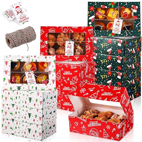Fulmoon Christmas Cookie Boxes with Window - Cute, 36 Pack