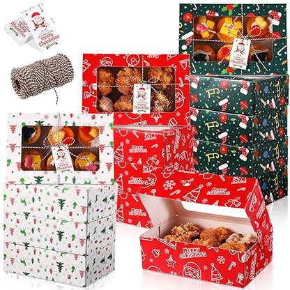 Fulmoon Christmas Cookie Boxes with Window - Cute, 36 Pack
