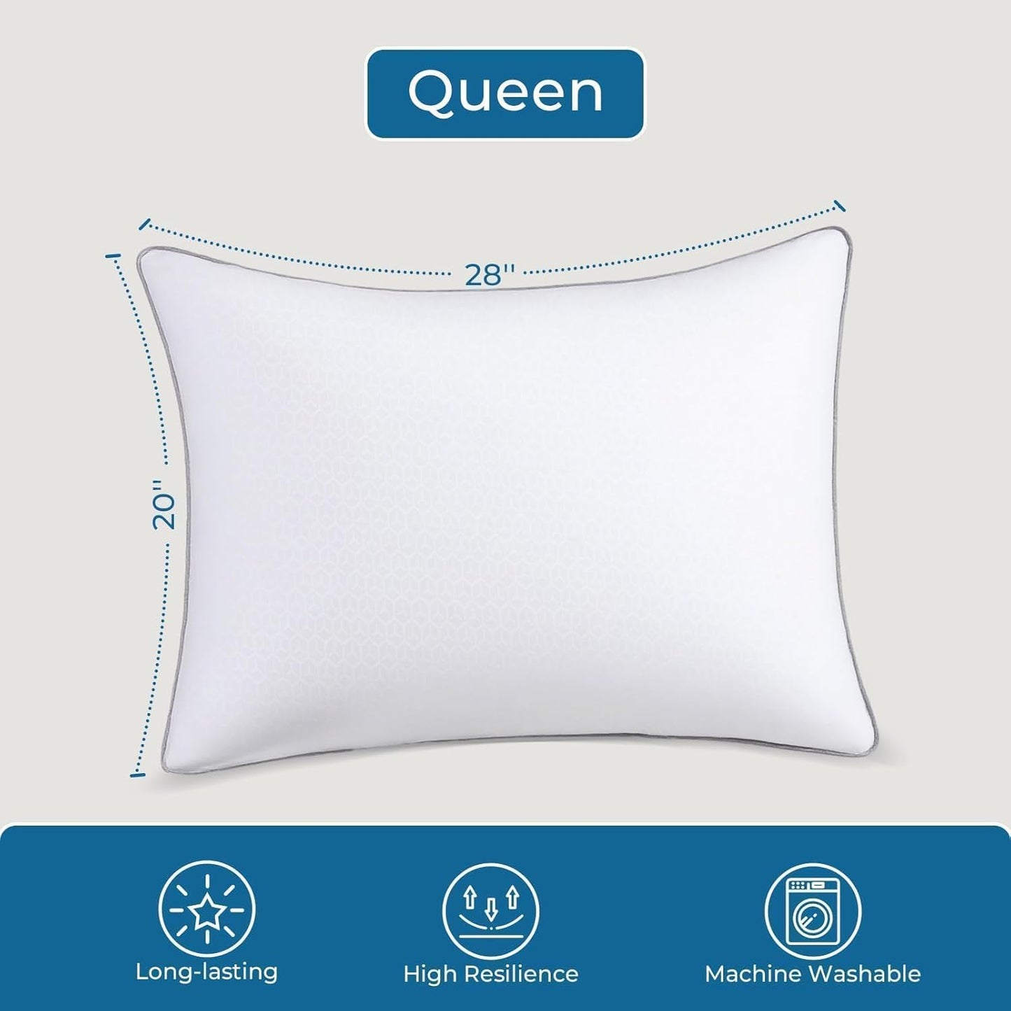 Sasttie Queen Size Pillows - Oeko-Tex Certified Down Alternative, Hotel Quality, Set of 2