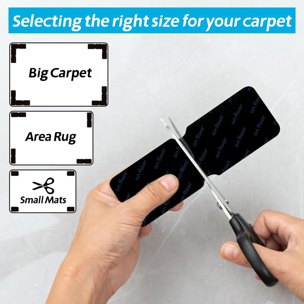 Skiennix Rug Gripper | 12 PCS No Damage Anti-Slip Tape for Hardwood Floors - Strong Hold for Area Rugs