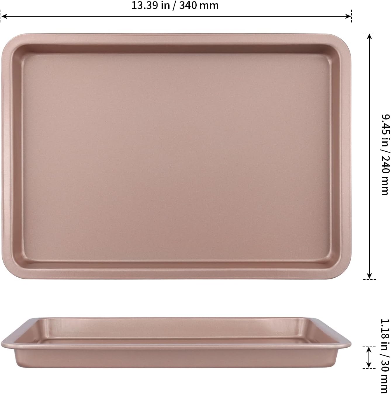 Sheutsan Gold Baking Sheet Pan Set - 4 Pack Carbon Steel Cookie Trays, 13 x 9 x 1 Inch for Roasting