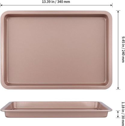 Sheutsan Gold Baking Sheet Pan Set - 4 Pack Carbon Steel Cookie Trays, 13 x 9 x 1 Inch for Roasting