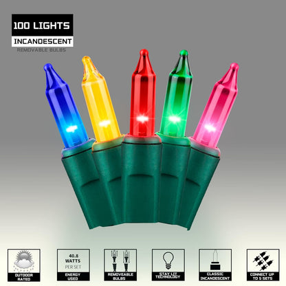 100LIGHTS Multi Extra-Bright Christmas Decorative Lights - 5.98m Waterproof Mini String Light Set for Home & Garden