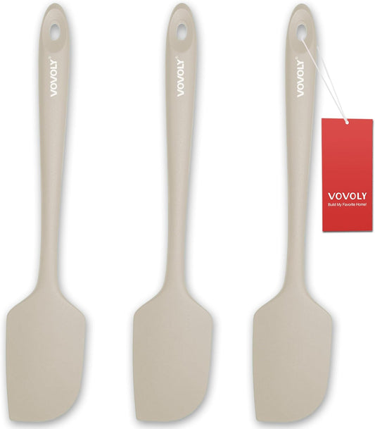 Skiennix Large Silicone Spatula Set - 600°F Heat Resistant, Non-Stick Kitchen Utensils | 11.2 IN, Khaki - Perfect for Baking & Cooking