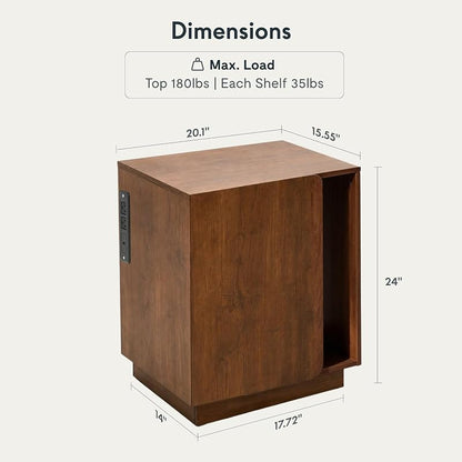 FLEXISPOT Nightstand with Charging Station - Mid-Century Walnut, Right Variation