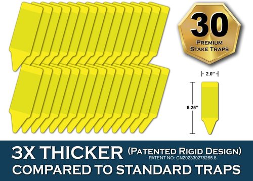 MAXGUARD Yellow Sticky Insect Traps (30 Pack) - Effectively Catch and Kill Gnats, Mosquitos & More