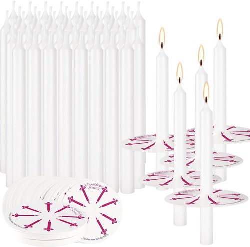 ChurchCandles Unscented White No Smoke - 150 Packs with Drip Protectors for Vigil Services