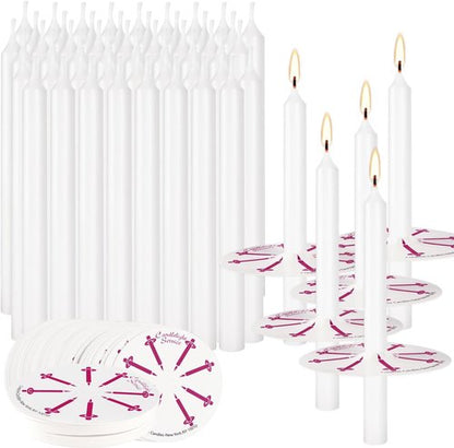 ChurchCandles Unscented White No Smoke - 150 Packs with Drip Protectors for Vigil Services