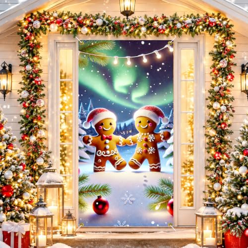 Christmas Door Banner 71x35 Gingerbread Couple Holiday Home Decor - Variation 11