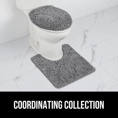 GORILLA GRIP Soft Chenille Bathroom Toilet Lid Cover, Machine Washable Seat Covers, 19.5x18.5, Stays in Place Rubber Backing, Fits Most Round, Elongated and Oblong Lids, Accessories Decor, Grey