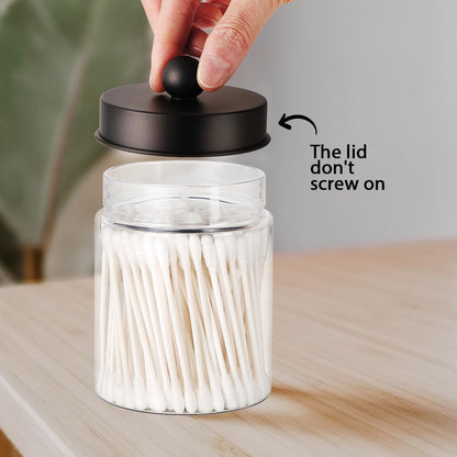 Amolliar Qtip Holder Dispenser - Clear Plastic Apothecary Jar for Cotton Swabs & Makeup Storage | Bronze Finish (4)