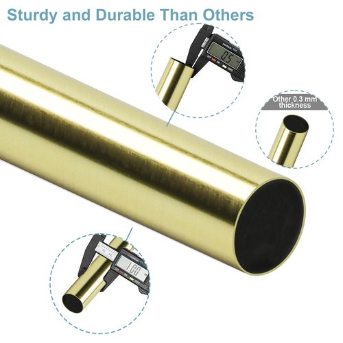 Byondeth Curtain Rods for Windows 16 to 28 Inches Adjustable Length 1 Inch Diameter Window Curtain Rod with Aluminium Finials, Gold