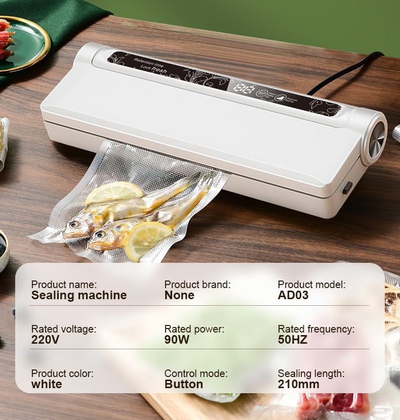 Skiennix Food Vacuum Sealer Machine - Compact Design with Dry/Wet Modes & 75KPA Suction | Includes 20 Bags