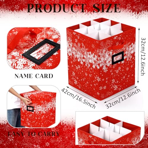 Large Christmas Nutcracker Storage Box - Red Snowflake 2 Pack Holds 18 Figurines