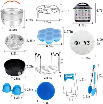 Instant Pot 73 PCS Accessories Set - Essential Tools for 5/6/8 Qt Electric Pressure Cookers | Includes Steamer Baskets & More