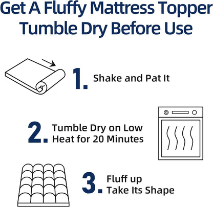 Regine Switzerland Queen Mattress Topper - Extra Thick Plush Pillow Top for Back Pain Relief - White