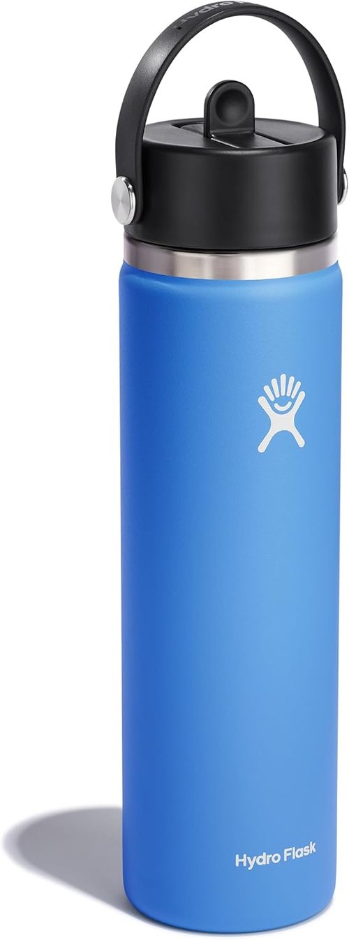 Hydro Flask Water Bottle - Insulated Stainless Steel - Leakproof 24 Oz Aloe Green with Wide Straw Lid