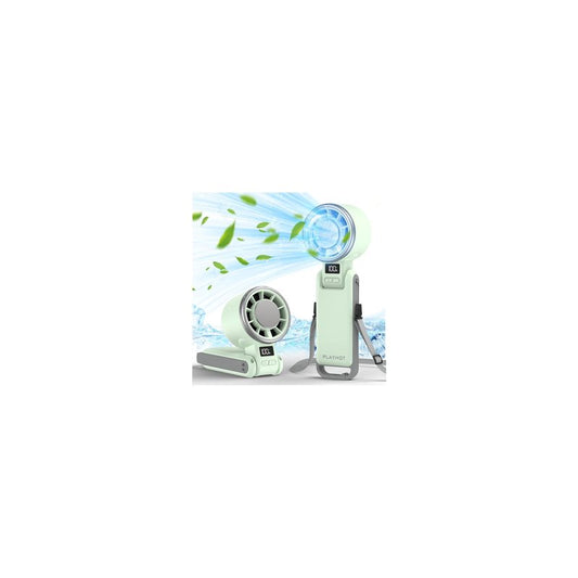 PlayHot Upgraded Portable Handheld Fan with 60°F Ice Cooling, Up tp 12Hrs Hand Held Portables Fans, 5 Speed 25550RPM Powerful Portable Fan Handheld, Hand/Neck/Desk Fan 3 IN 1(Green)
