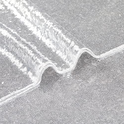 Silver Aisle Runner Wedding Christmas Sequin Carpet 4ft x 15ft - Silver