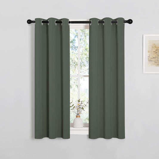 NICETOWN Blackout Curtain Panels - Dark Mallard Thermal Insulated Drapes | 29 x 40 Inches, 1 Pair for Small Windows