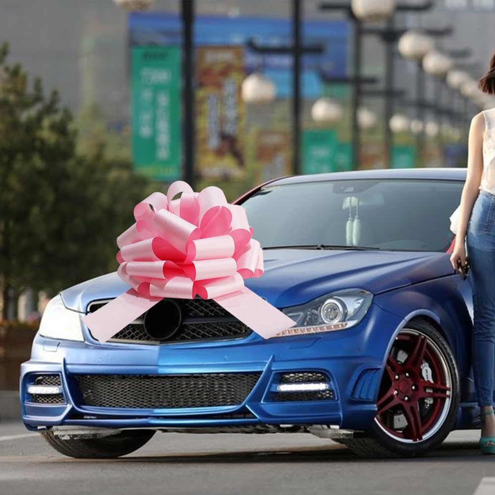 Big Glitter Pink Car Bow - Giant Gift Bow for Large Present Packaging | Perfect for Birthdays & Home Decor