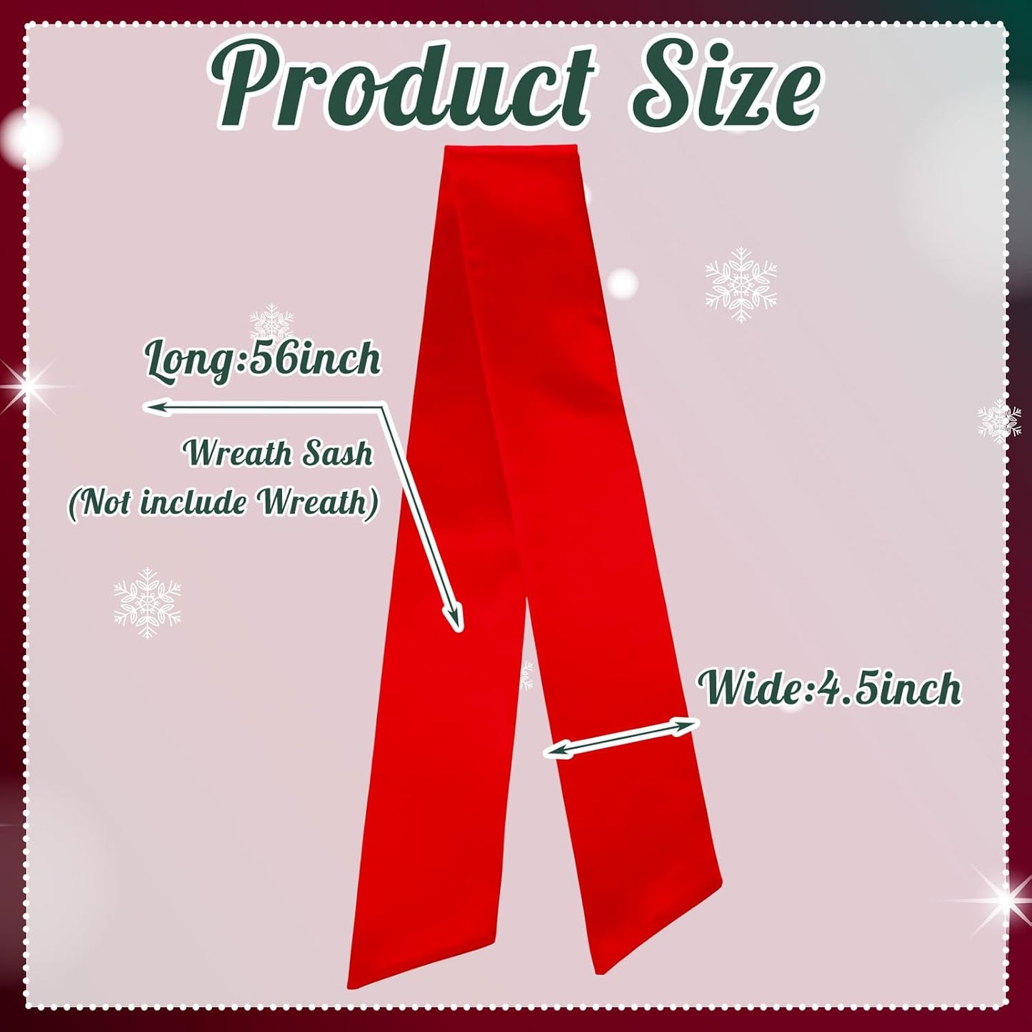 VitalCozy Wreath Sash - Embroidered Monogram Satin Ribbon for Front Door | 4.5'' X 56'', Red