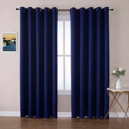 ChrisDowa Blackout Curtains - Extra Wide Thermal Insulated Grommet Panels for Bedroom | Navy Blue, 70 x 84 Inch
