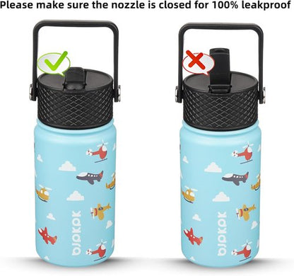 BJPKPK Insulated Water Bottle - 15 oz Stainless Steel Flask with Straw Lid | Leak-Proof & BPA-Free