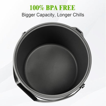 5QT/4.8L Insulated Ice Bucket for Parties, Large Capacity Double-Wall Beverage Bucket with Scoop & Lid for Champagne, Wine, Cocktail (Black)