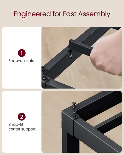 VASAGLE Twin Metal Bed Frame 14 Inches Tall, 550 lb Weight Capacity, No Box Spring Needed, with Under-Bed Storage, Easy Setup, Heavy-Duty Platform Bed, Mattress Retainers, Matte Black URMB653BD02S