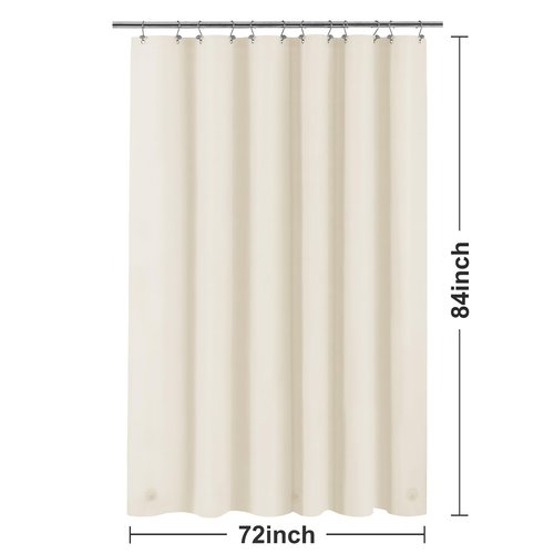 Barossa Design Extra Long Beige Shower Curtain Liner with 3 Magnets - 72" x 84" XL, Waterproof PEVA Lightweight Shower Liner for Bathroom, PVC Free, Metal Grommets - Beige, 72x84