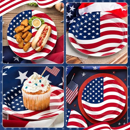Independence Day 50PCS Patriotic Paper Plates Red White Blue 9-inch Party Supplies