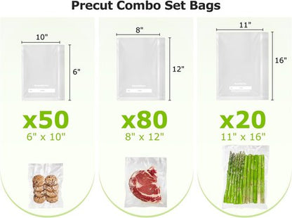 Bonsenkitchen Vacuum Sealer Bags - Commercial Grade BPA-Free Food Storage | 20 Gallon, 80 Quart & 50 Pint Sizes