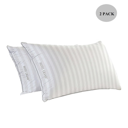 Hotel Grand Bed Pillows 100% Cotton Soft Feather Down Pillows Queen Size Pillows Set of 2 Pack Hotel Collection Pillows for Side/Back Sleeper,28" L x 20" W