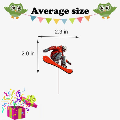 Skiennix 18pcs Ski Cupcake Toppers - Perfect Winter Sports Cake Decor for Skiers & Snowboarders
