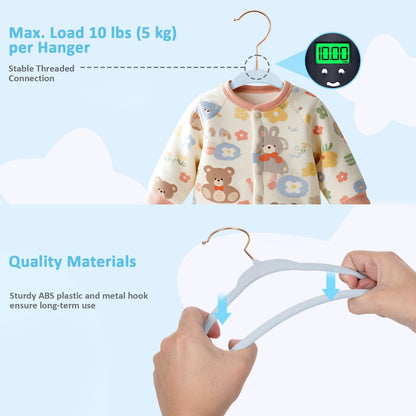 Tonswachic 30-Pack Baby Closet Hangers - Soft Velvet Non-Slip Design for Infant & Toddler Clothes | Blue