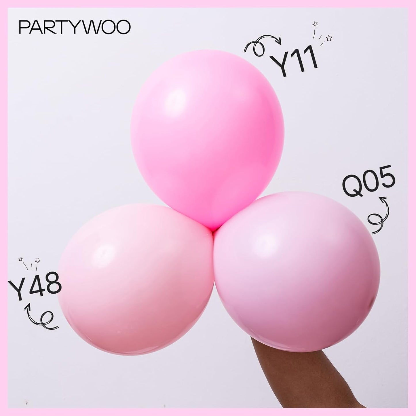 PartyWoo Baby Pink Balloons - 145-Piece Arch Kit for Baby Showers & Birthday Parties | Various Sizes 5-18 Inches