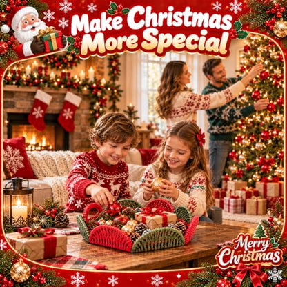Christmas Woven Basket Handmade Paper Rope Storage Basket Kit Round with Scalloped