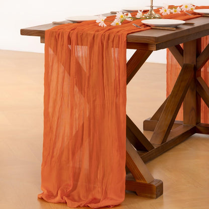 Socomi Cheesecloth Table Runner - 10pcs Orange Boho Rustic Gauze | 120 Inch for Weddings & Parties