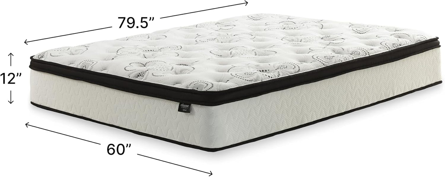 Signature Design by Ashley Chime 12-Inch Queen Hybrid Innerspring Mattress - Ultra Plush Gel Memory Foam for Lumbar Support
