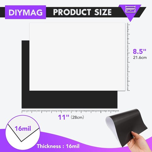 DIYMAG Magnetic Sheets - 8Pcs Flexible 8.5 x 11 Inch Matte Non-Adhesive Paper for DIY Crafts